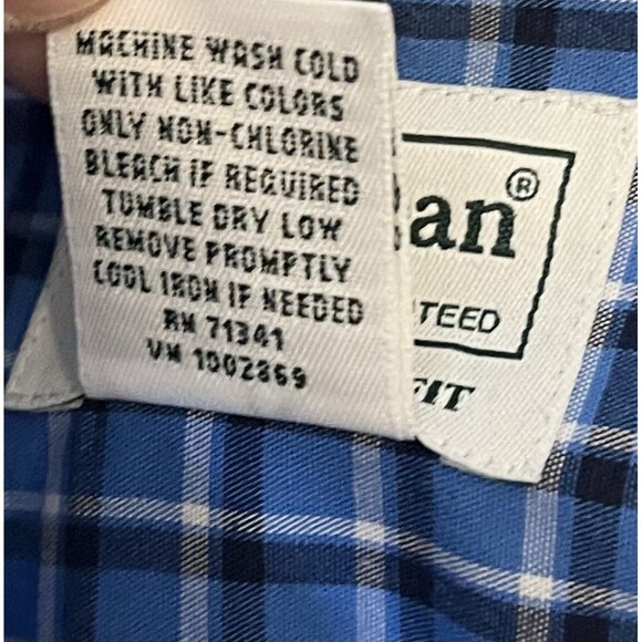 L.L.Bean Men’s Large Blue Plaid Traditional Fit Button Down Shirt 100% Cotton - Picture 3 of 4